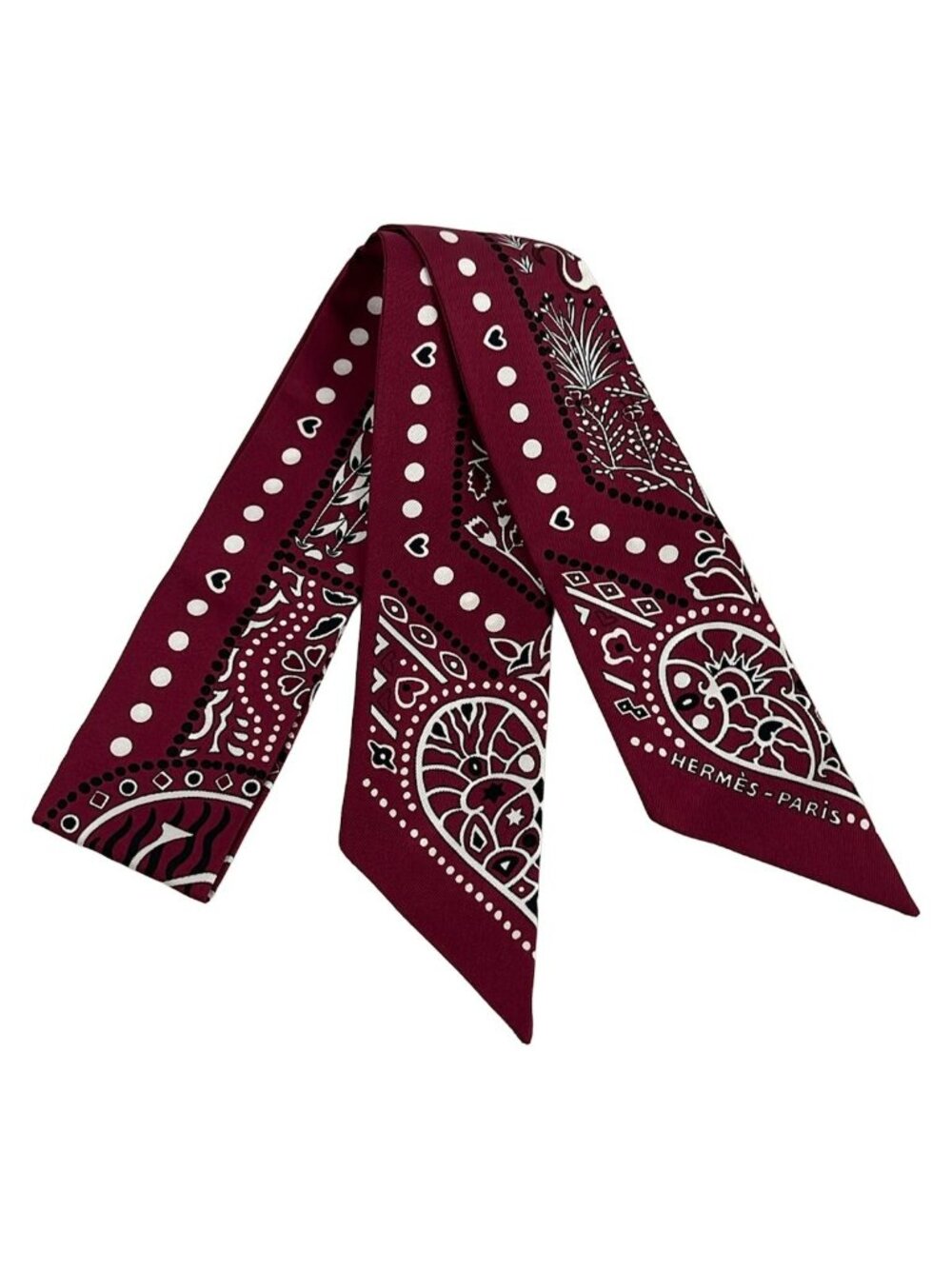 Hermes Scarf Twilly Bordeaux White Black Entre Ciel Et Mer Same